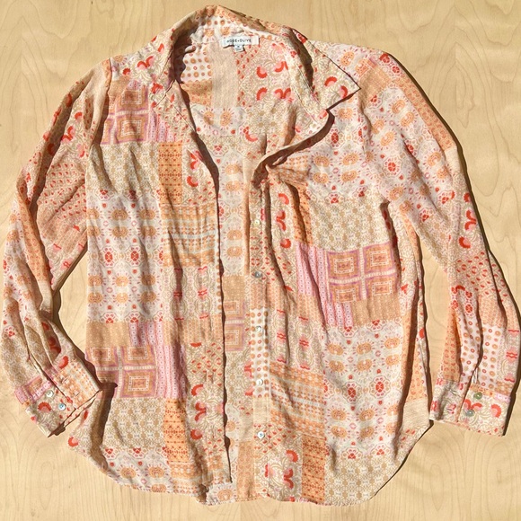 Lightweight Colorful Button Up Blouse - Picture 2 of 3